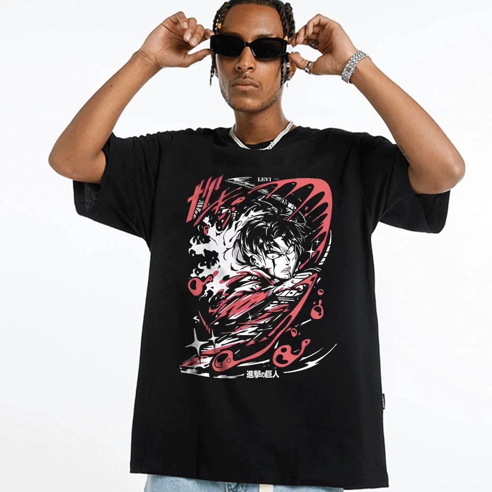 Anime Attack On Titan Black T Shirt Size S 4XL LEVI S