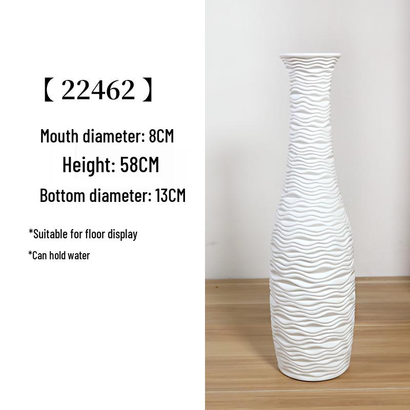 Large Modern Nordic Ceramic Floor Vase: Black & White Minimalist Design for Dried Flowers and French Arrangements In Living Room