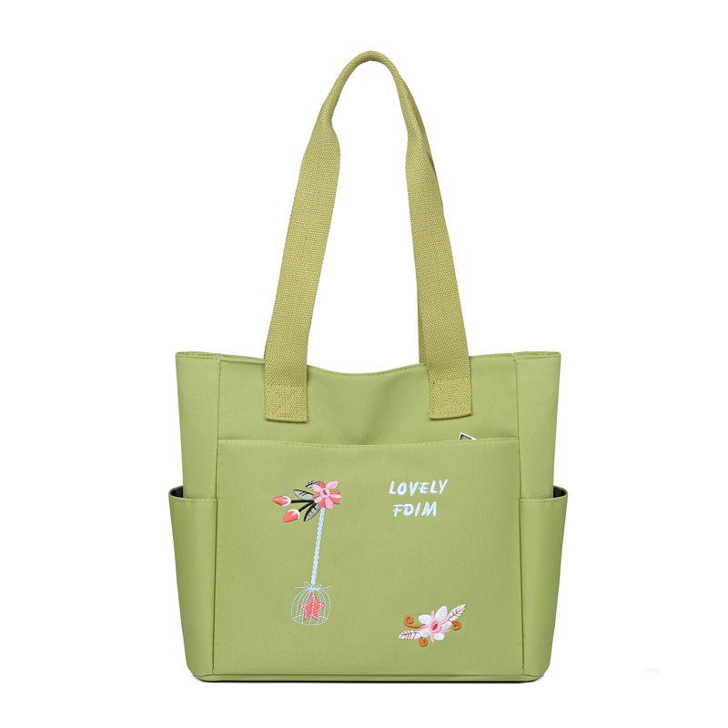 

2025 New Arrival Women s Bag Nylon Oxford Cloth Embroider Printed Bag Large Capacity Commuter Shoulder Bag Minimalist Handbags Green