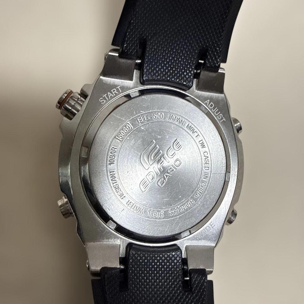 Used CASIO EDIFICE EFE-500 Orange Dial No Bezel