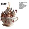 Unique Stocking Stuffer Gifts 2Pcs Fairy Tale Coffee Cup Snow House Christmas Ornaments, Double-sided Acrylic Ornaments Hanging Decoration for