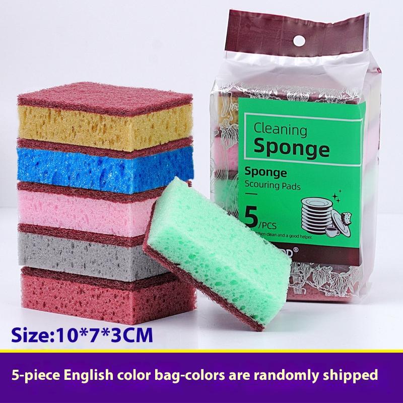 

5Pcs/10Pcs Kitchen Stain Removal Sponge Clean Cotton Dishwashing Sponge Wipes Bathroom Cleaning Utensils High Density Sponge 5PCS