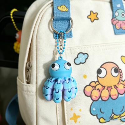 Sleutelhanger Hanger Octopusvorm 3D Geprint Beweegbare Gewrichten Flexibele Sleutelhanger Schooltas Hanger Ontspannend Speeltje