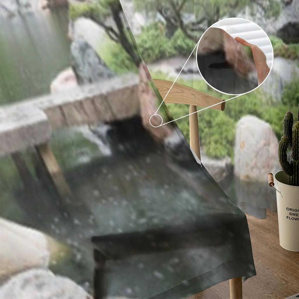 Teich in einem japanischen Garten, durchsichtige Vorhänge, Schlafzimmer-Voile-Vorhang, Wohnzimmer, Fenster, durchsichtige Vorhänge, Küche, Tüllvorhänge