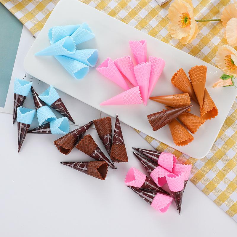 Dollhouse Miniature Simulation Ice Cream Model Fake Crispy Cone Dolls House Creative DIY Play Food Accessories Toys 5pc/lot
