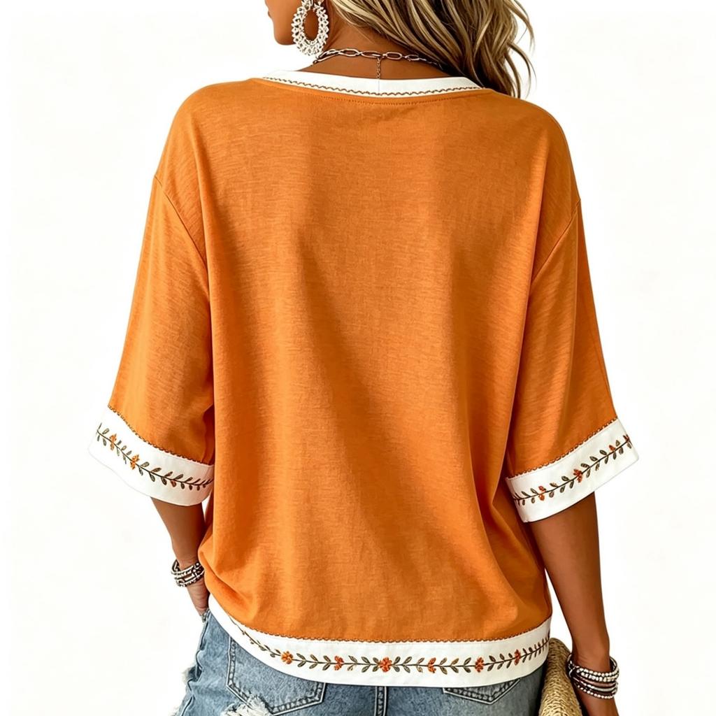 Women's V-Neck Halloween Print Lightweight Blouse for Spring and Summer Casual Wear