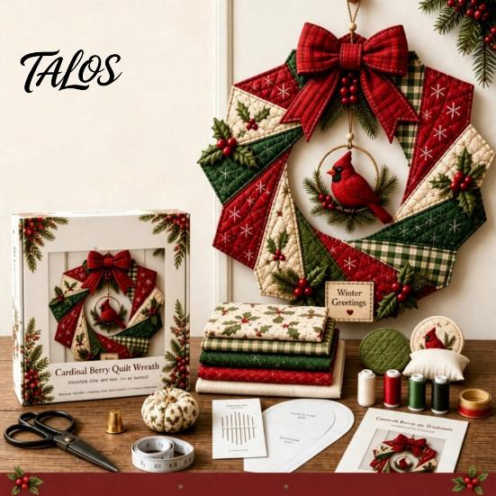 Feiertags-Kranz Bastelmaterialien DIY Patchwork Bastelset, Weihnachtliches Nähen Saisonale Muster, Stoffset Bauernhaus für Erwachsene, Haustür Wand