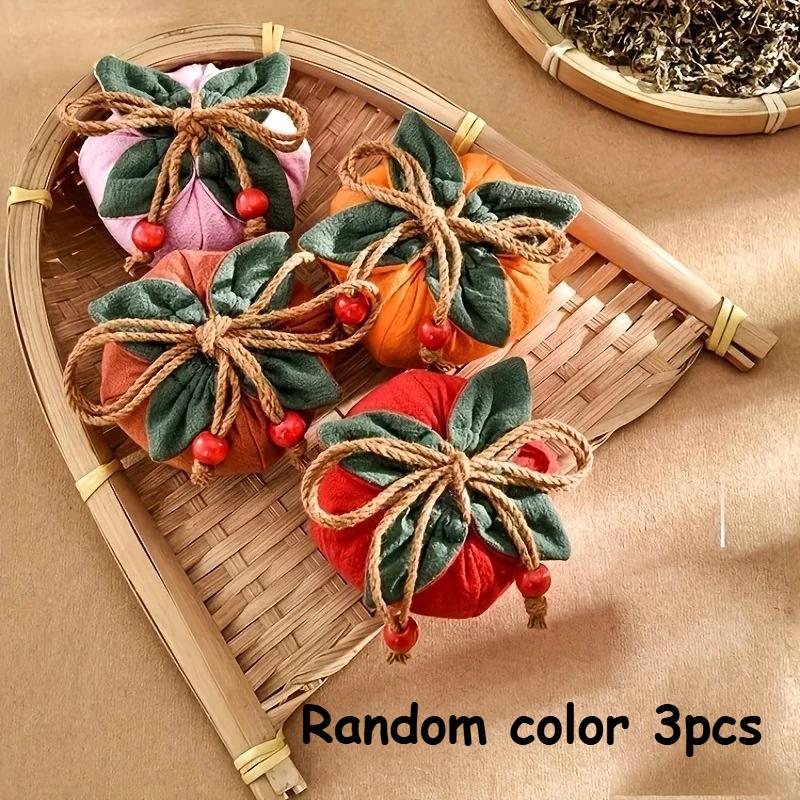 3pcs/2pcs Bag with Persimmon Pendant,Can Be Hung On Rearview Mirror or Car,Lucky Charm Empty Bag Material Kit, Mini Storage Bag