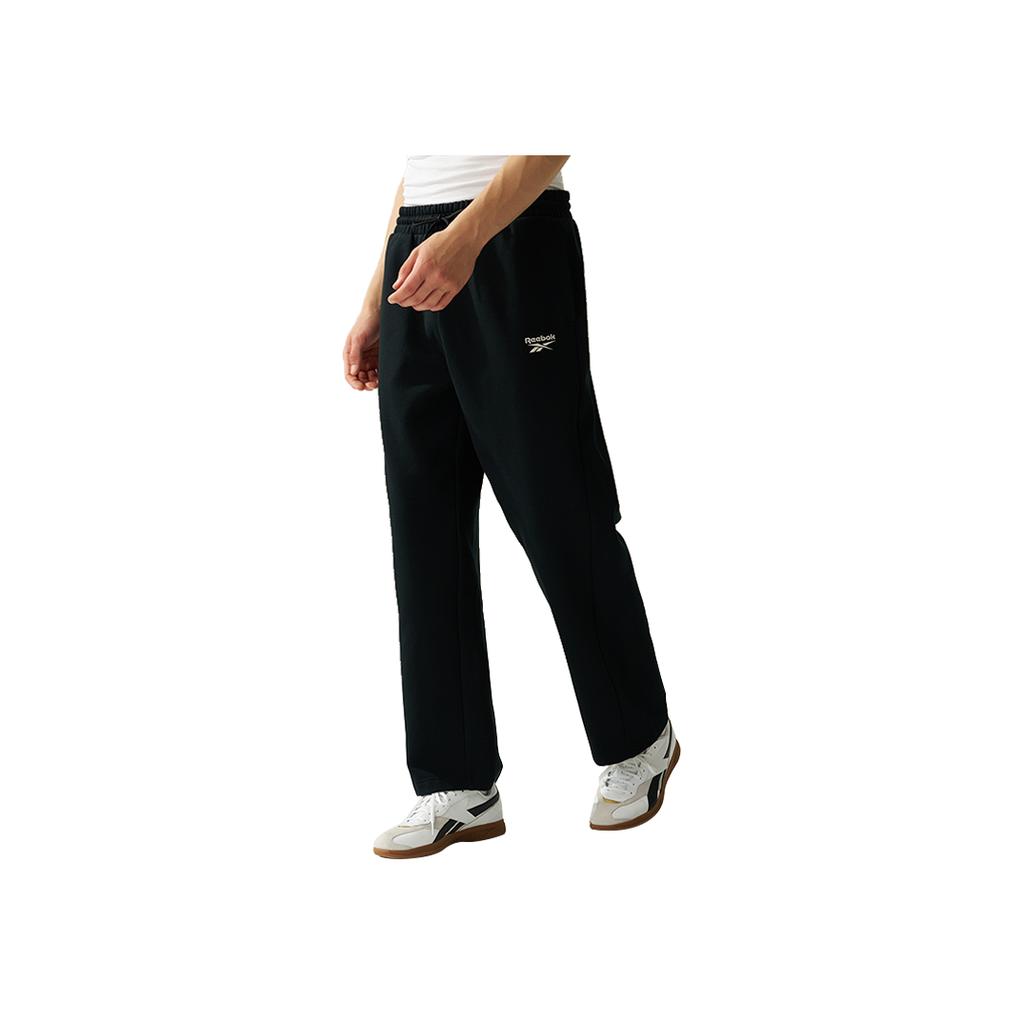 Reebok Comfortable Versatile Trendy Knitted Straight Leg Drawstring Casual Pants Unisex bottoms Black 24FRM607UGH0