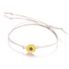 5 Piece Set Bohemian Small Daisy Leather Rope Vintage Bracelet Gold Plated Inlaid Artificial Gemstones