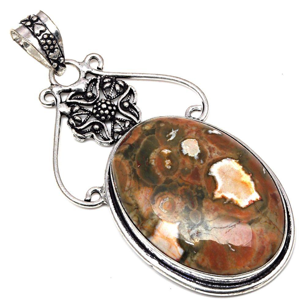 

Necklace Rainforest Jasper Gemstone Handmade Gift For Her Silver Jewelry 3