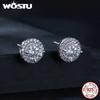WOSTU Classic Round 2 CT D Color Moissanite Stud Wedding Earrings For Women 925 Sterling Silver Lab Diamond Engagement Jewelry