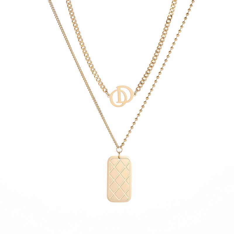 Titanium Steel Necklace Women'S Niche Design Sense Tag Sweater Chain Metal Wind Stainless Steel Collarbone Chain