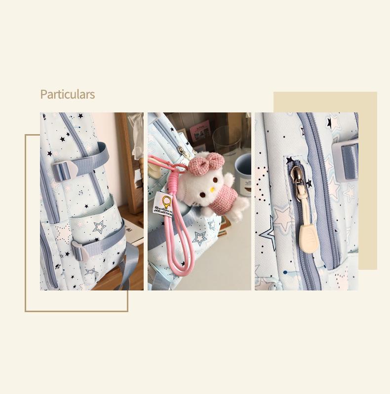 Japanese & Korean Style Backpack for Middle School Girls – Trendy Star Design, Ideal for School & Outings