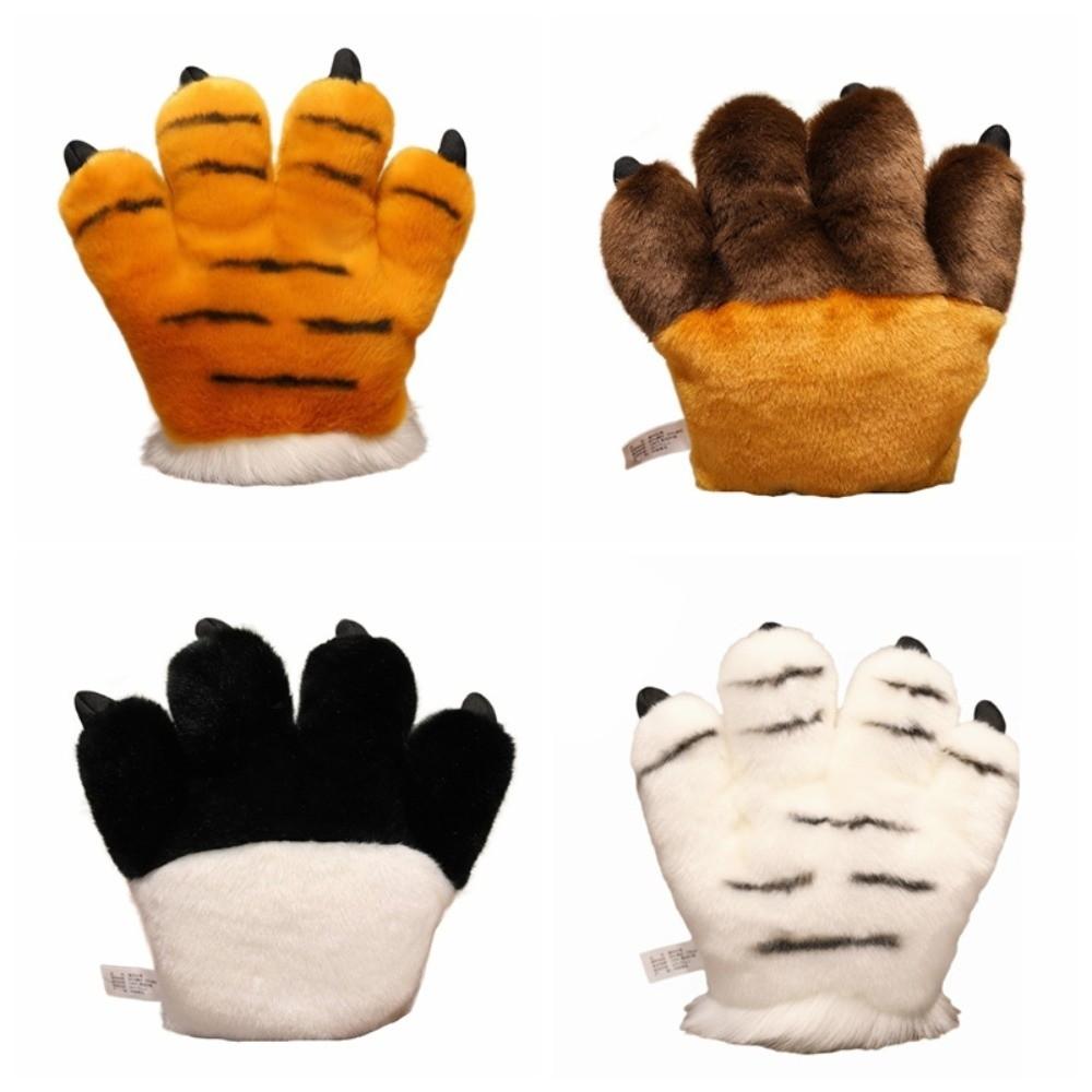 Stuffed Toys Faux Tiger Paw Gloves Furry Texture Bear Paw Plush Gloves  Anime Convention