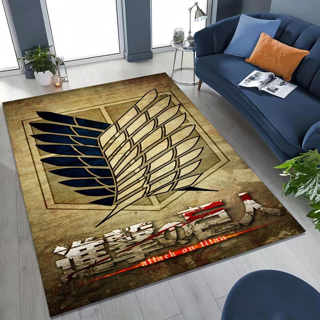 2026 New Anime Attack on Titan Eren Mikasa Cartoon Rug for Bedroom Living Room Sofa Home Doormat Decor,Kids Non-slip Floor Mat