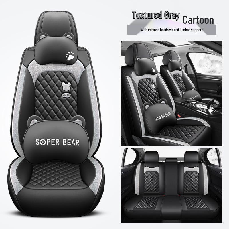 Universal Full Leather Car Seat Cover – All-Season, Cute Design, Full Surround Fit