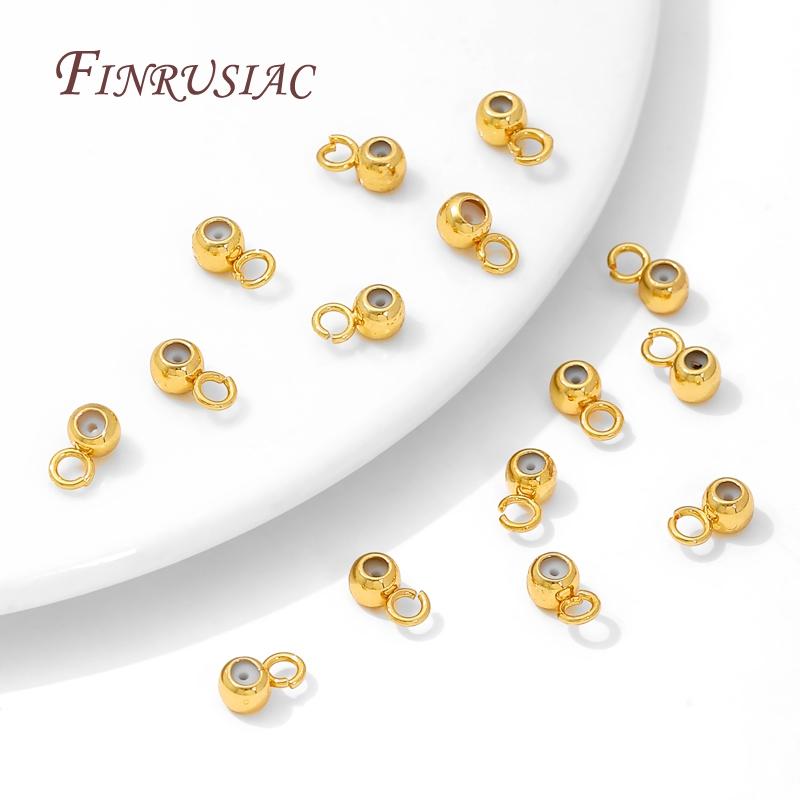 18K Gold Plated Silicone Round Beads with Ring,Silicone Stopper Bead,Positioning End Beads Accessories,Jewelry Making Supplies