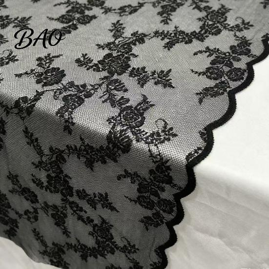 Long Lace Table Runner French Runner, Black & White Vintage for Coffee Table, Shoe Cabinet, Dining Rectangular Decorative Tablecloth Home Fine Crochet