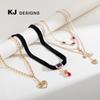 Kenjie 2023 Multi-layer Pearl & Diamond Heart Pendant Necklace for Women - European & American Cross-border Fashion Style.