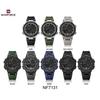 Naviforce Men LCD Watch Ditital Movement Lightweight Silicone Strap 50m Waterproof Calendar Date Alarm Night Pattern Boy Gift Watch NF7131