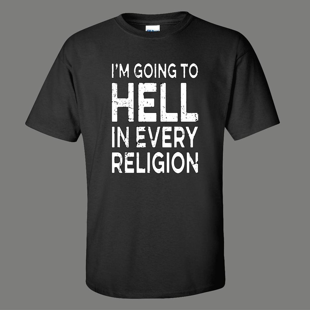 (Officially Licensed) IM GOING TO HELL IN EVERY RELIGION FUNNY OLDSCHOOL Shirt