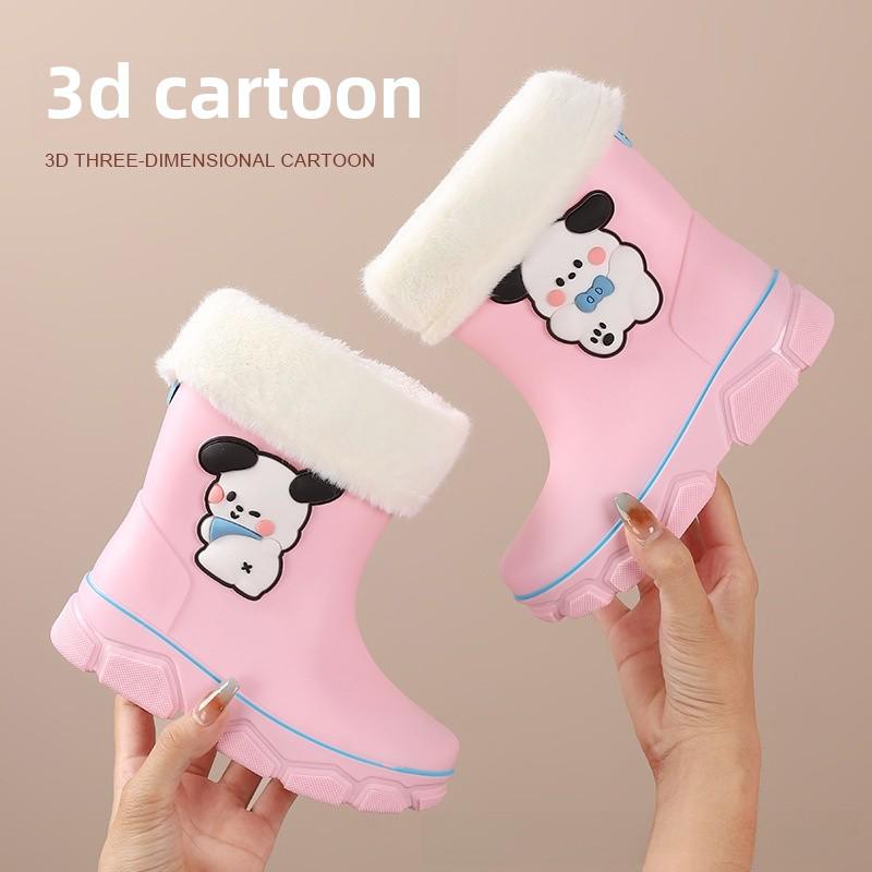 Dětské zimní holínky s velvetovou podšívkou 2023 - Hřejivé, nepromokavé boty pro chlapce a dívky, Velikosti pro žáky základních škol