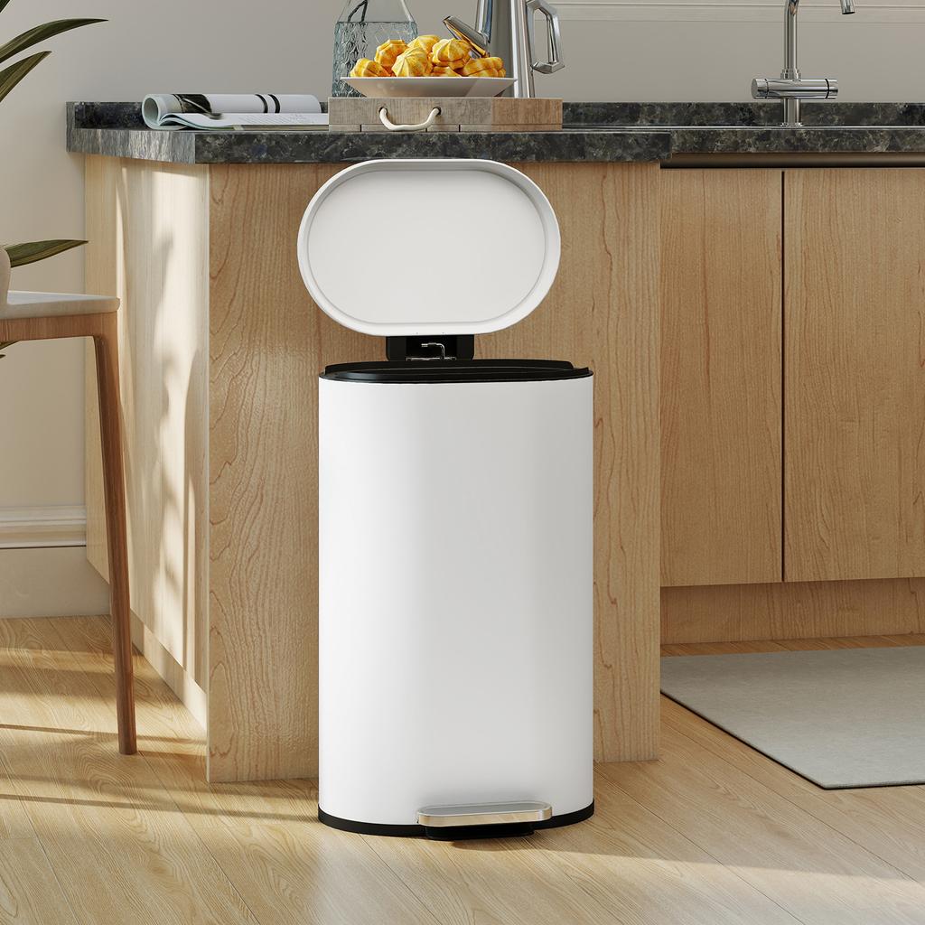 30 L Modern Curved Kitchen Bin - Cream