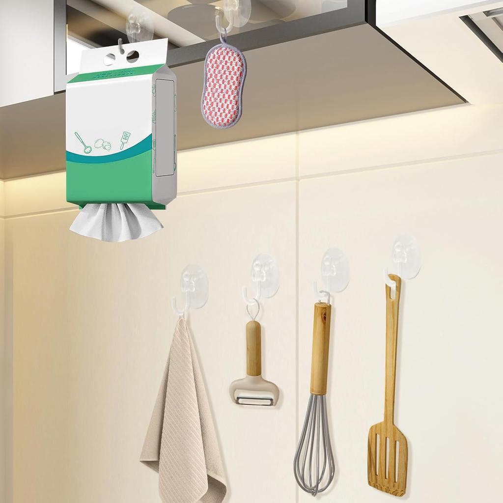 20Pack Suction Cup Hooks 1.2Inch Clear PVC Suction Cups Hooks, Removable and Reble Utility Hooks for Glass Windows, Mirrors, Doors, Tiles, Shower,