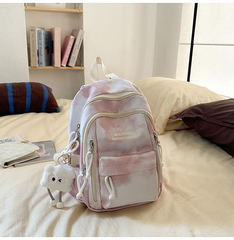 Schoolbag New High-value, Fresh and Sweet Literary Tie-dye Backpack, Lightweight Spring Outing for Junior High School Students, Mountaineering