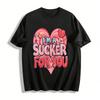 I'm A Sucker For You Heart Print Casual Couple T-Shirt Pure Cotton T-shirt