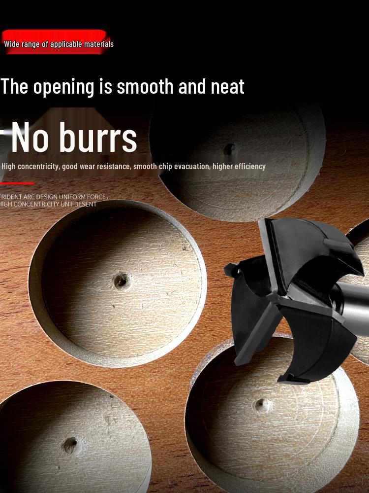 Three-Blade Woodworking Hole Saw Drill Bit for Door, Board, and Lock Installation