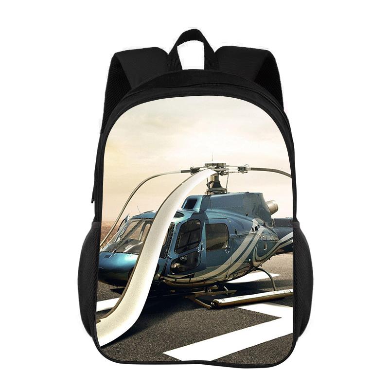 Helikopter Rugzak Trendy Mechanisch Vliegtuig 3D Geprint Nieuw Grote Capaciteit Campus Jongens en Meisjes Beste Verjaardagscadeaus voor School