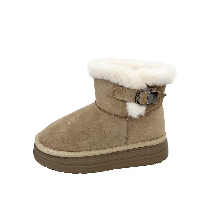 2025 winter new snow cotton boots women's platform bow casual velvet thickened warm non-slip cotton shoes