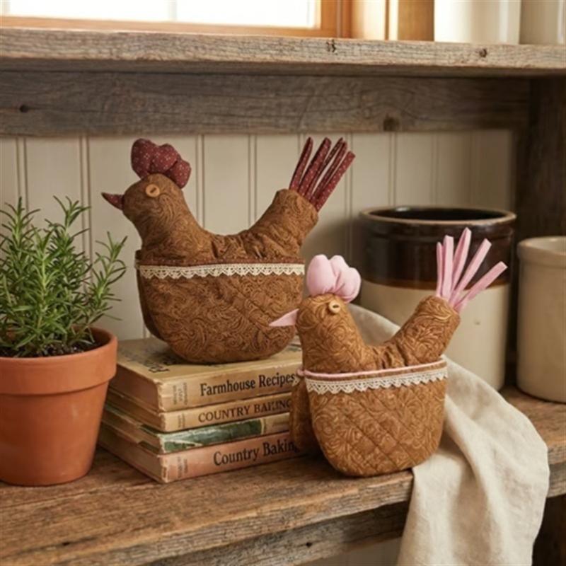 Cute Chicken Shaped Microwave Oven Mittens with Lace Trim,Homemade Style Cottage Core Kitchen Gift, Heat Resistant Baking Gloves