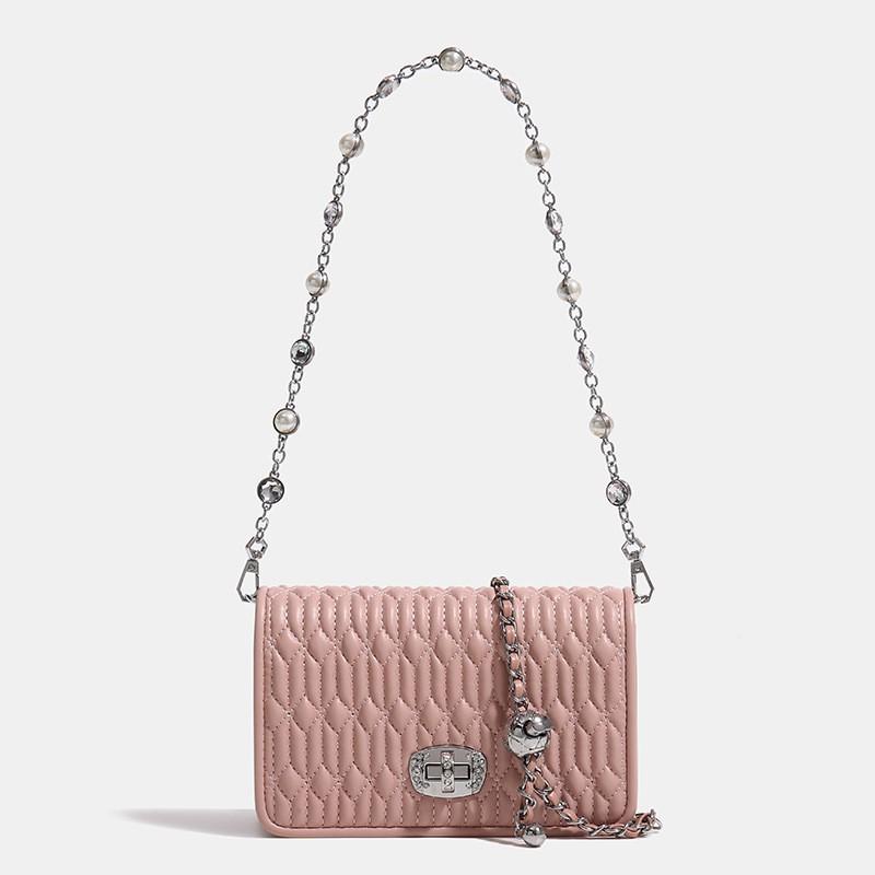 

Hong Kong MackKevin Pleated Bag Ins Niche Chain Cross-section Style Shoulder Portable 20x6x12 рожевий