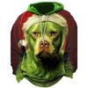 Men's Hooded Hoodies Christmas Theme Green Dog Graphic Sweatshirt Drawstring Long Sleeve Streetwear Tops Men's Clothing