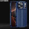 KEYSION Shockproof Case for iPhone 17 Pro Max Soft Silicone Leather Texture Business Style Phone Back Cover for iPhone 17 17 Air