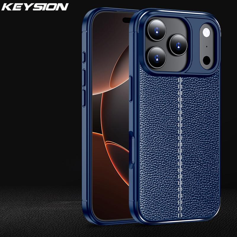 KEYSION დარტყმაგამძლე ქეისი iPhone 17 Pro Max-ისთვის რბილი სილიკონის ტყავის ტექსტურით, ბიზნეს სტილის ტელეფონის უკანა საფარი iPhone 17 17 Air-ისთვის
