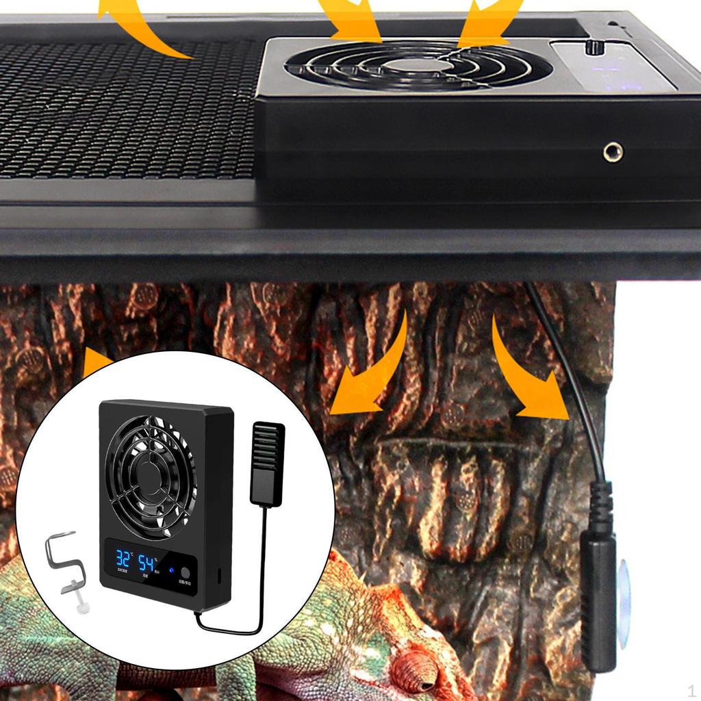 Reptile Ventilation Hygrometer with Humidity Control & High Noiseless Fan for Snake Bearded Dragon