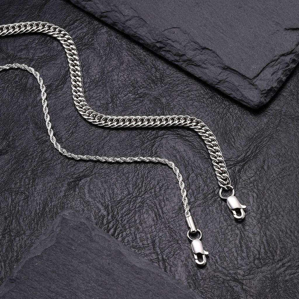 2pcs/set Men's Chain Bracelet,Waterproof Stainless Steel Twisted Rope Chain Wristband,New Trendly Punk Jewelry Gift