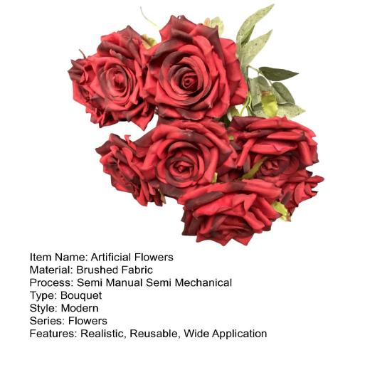 1 Bouquet Artificial Rose No Watering Decoration Easy To Care Great Delicate 9 Head Simulated Flower for Living Room