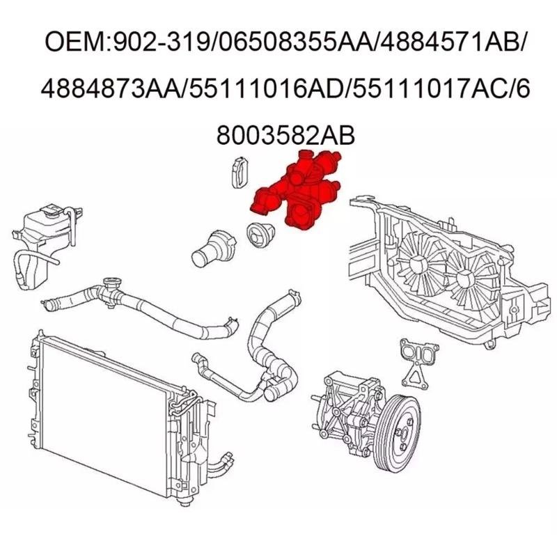 Carcasă termostat lichid de răcire motor auto 68003582AB 902-319 4884571AB Înlocuire carcasă termostat 55111016AD