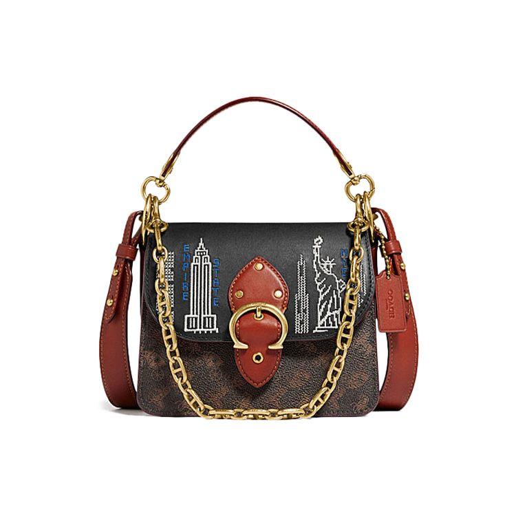

Coach Beat 18 Stardust City Skyline Embroidered Horse And Carriage Monogram Chain Leather And Coated Canvas Square Handbag Women handbags C0770-B4SI0 Basic Set (Bag+Dust Bag)