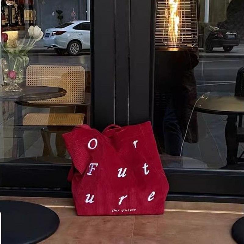 New Fashion Simple Cute College Style Canvas Women's Bag College Students Go Out Casual All-match Shoulder Bag Simple Class Tailoring Bag