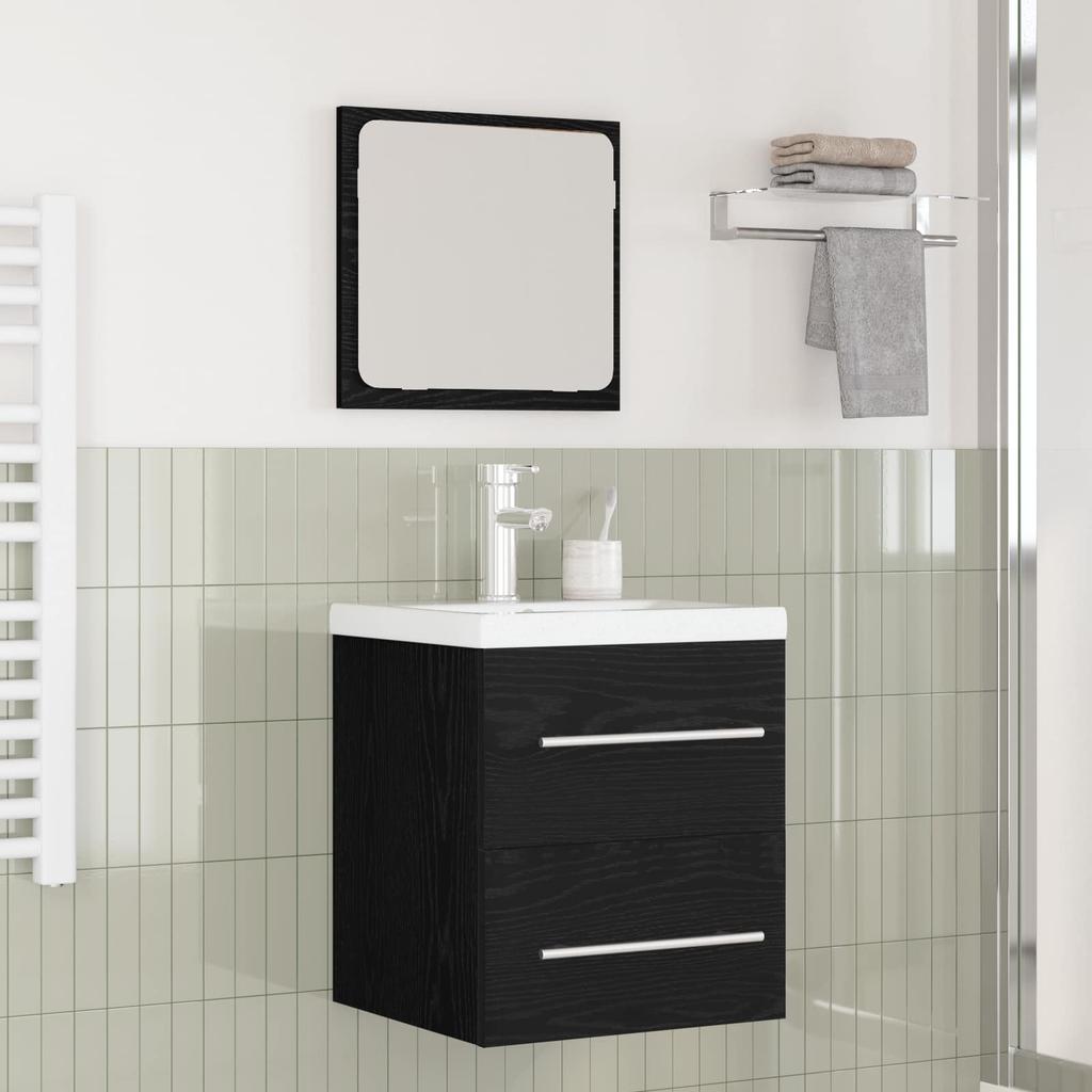 Bathroom Furniture Set 2 Pcs Black Oak Effect Particleboard