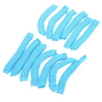 100 PEZZI Cuffia Monouso per Capelli Doccia Cappello Antipolvere Non Tessuto Striscia Blu Cuffie Non Tessute per Salone