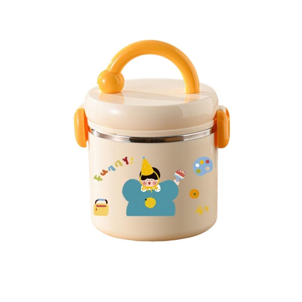 Large Capacity Thermos Bucket 304 Stainless Steel Thermal Lunch Container Tableware Yellow Kid