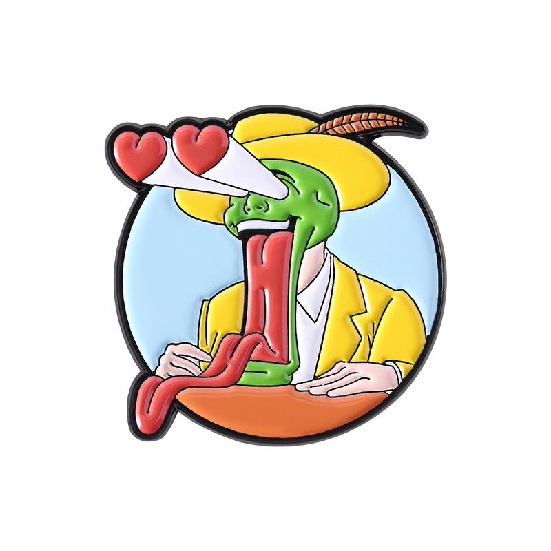 90s Fantasy Comedy Movies Enamel Pins Custom Green Mask Brooches Lapel Badges Clothes Funny Jewelry Gift for Kids Friends