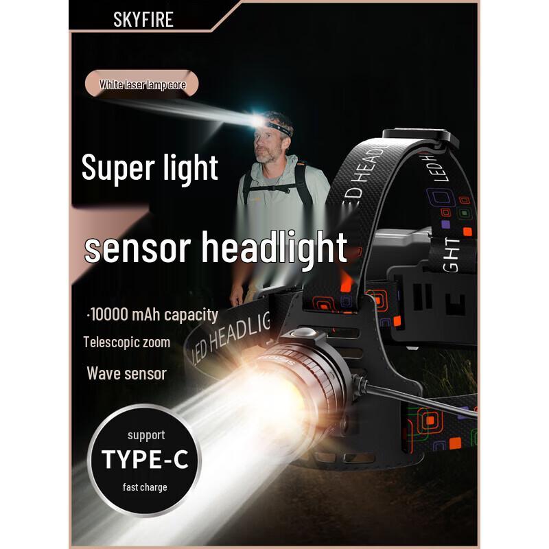 SkyFire Wiederaufladbare LED-Stirnlampe